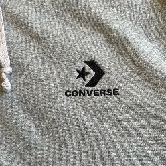 Converse embroidered star chevron full zip hoodie size L Vintage Grey Heather - Picture 6 of 14